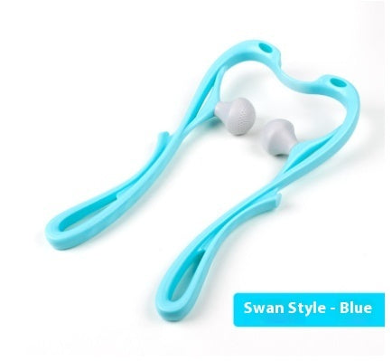 6-Roller Cervical Neck Massager: Ergonomic Swan Design w/ Natural Jade Scraping Tool | Pain Relief for Office Workers