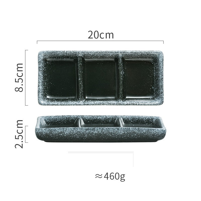 Japanese Porcelain Three-Compartment Serving Tray – With Integrated Dipping Well