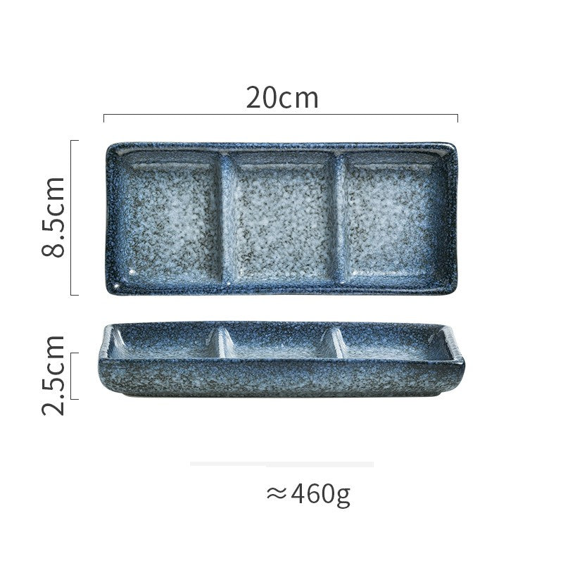 Japanese Porcelain Three-Compartment Serving Tray – With Integrated Dipping Well