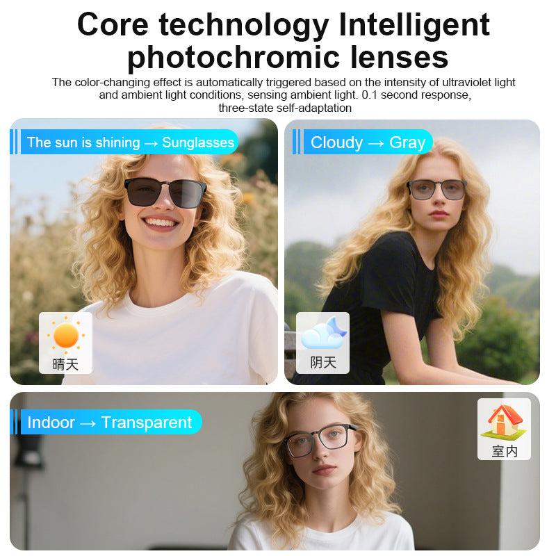 Real-Time Translation Glasses: Bluetooth 5.3 w/ Photochromic Lenses | 50+ Languages