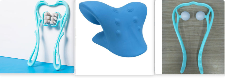 6-Roller Cervical Neck Massager: Ergonomic Swan Design w/ Natural Jade Scraping Tool | Pain Relief for Office Workers