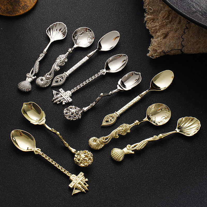 Artisan-Crafted Zinc-Alloy Spoon for Desserts and Coffee – Unique Design